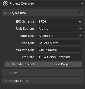 Project Info in Project Setup Mode